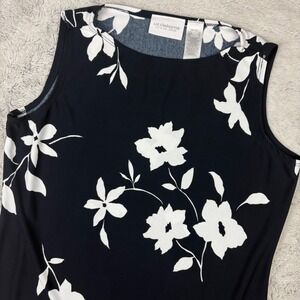 Liz Claiborne Floral Maxi Dress Sleeveless Casual Black White Petite S SP Summer